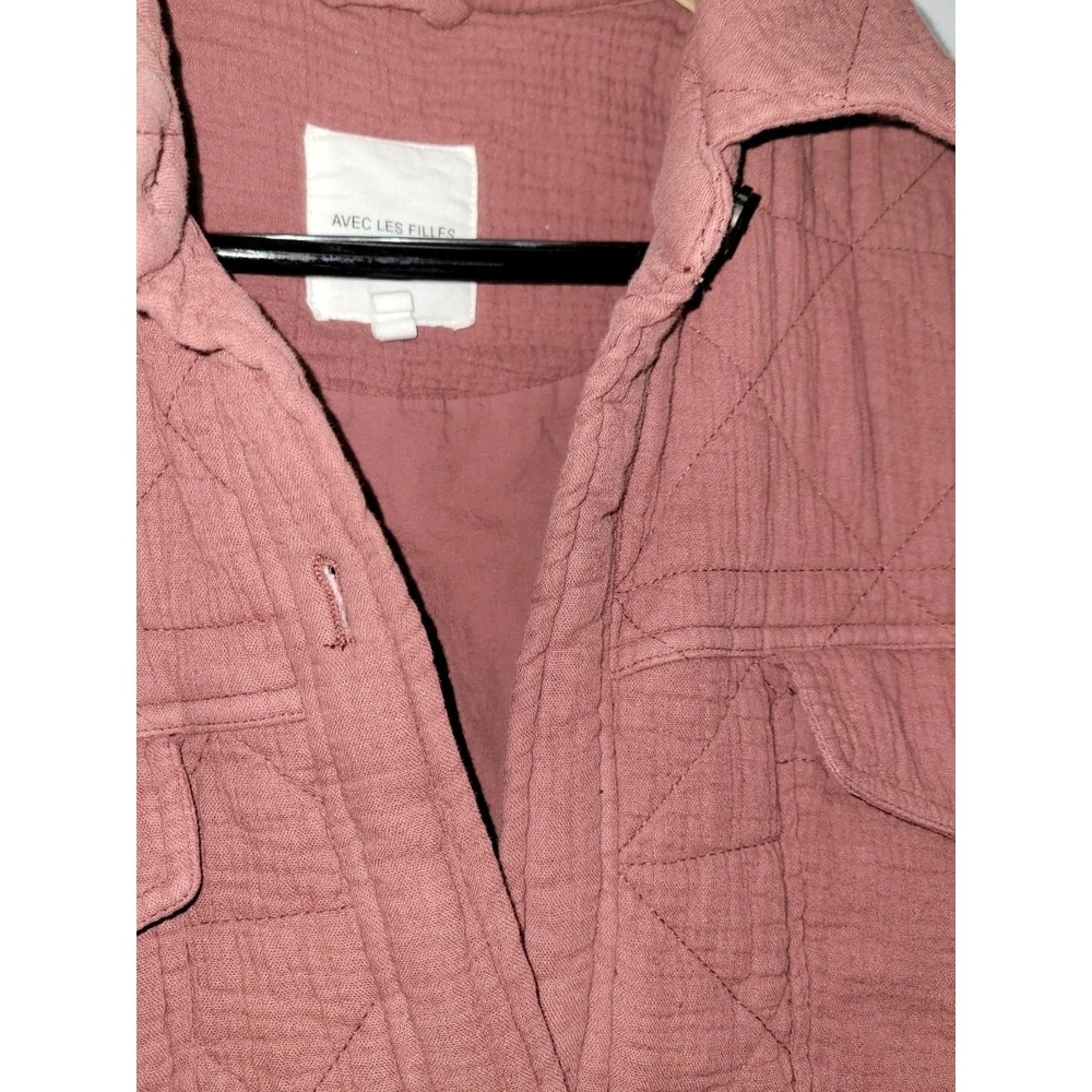 Avec Les Filles Quilted Cotton Gauze Long Oversized Shacket Sz MISSING 1 BUTTON - Picture 3 of 16